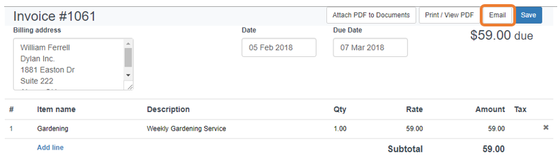 QBO Print Invoice displayed